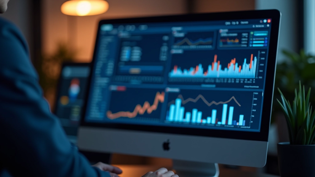 Finanzdiagramme und Datenanalyse auf Computerbildschirm mit statistischen Grafiken
