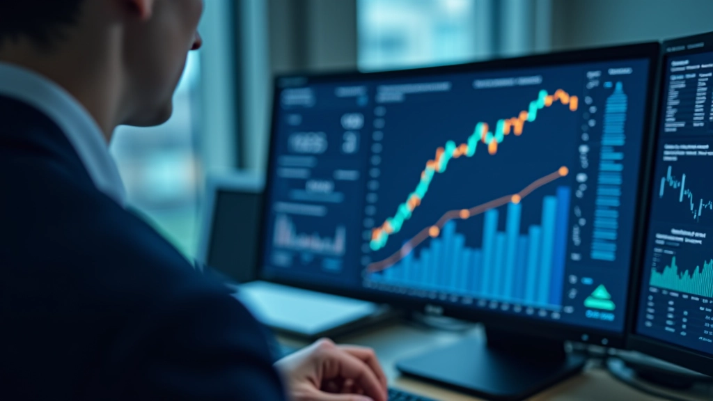 Finanzielle Datenanalyse mit Tabellen und Statistiken auf Computer-Monitor