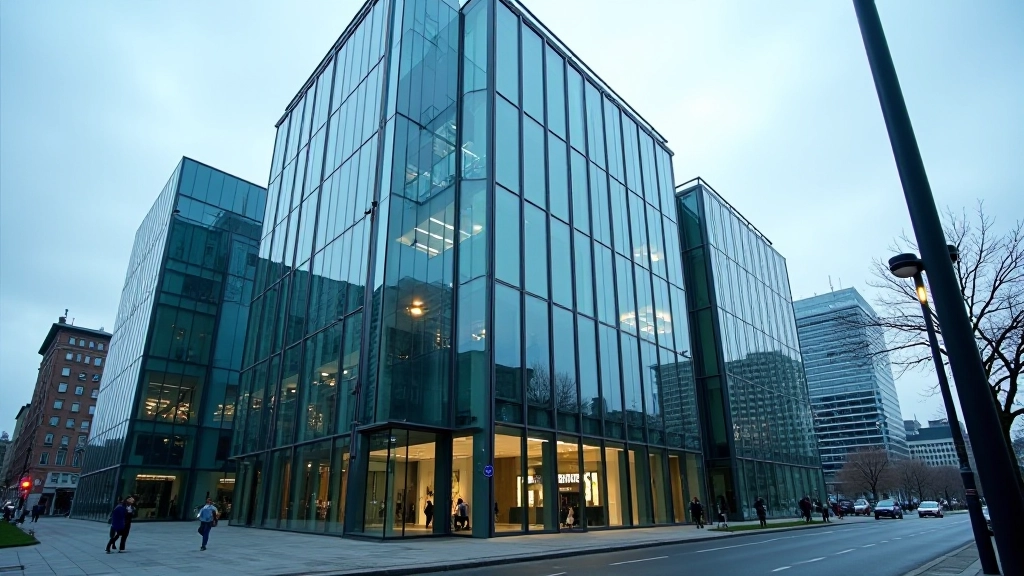 Deutsche Bundesbank-Zentrale in Frankfurt am Main mit modernem Glasgebäude