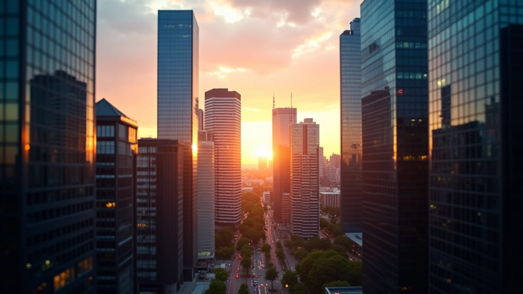 Modernes Finanzzentrum mit modernen Bankgebäuden und professioneller Atmosphäre