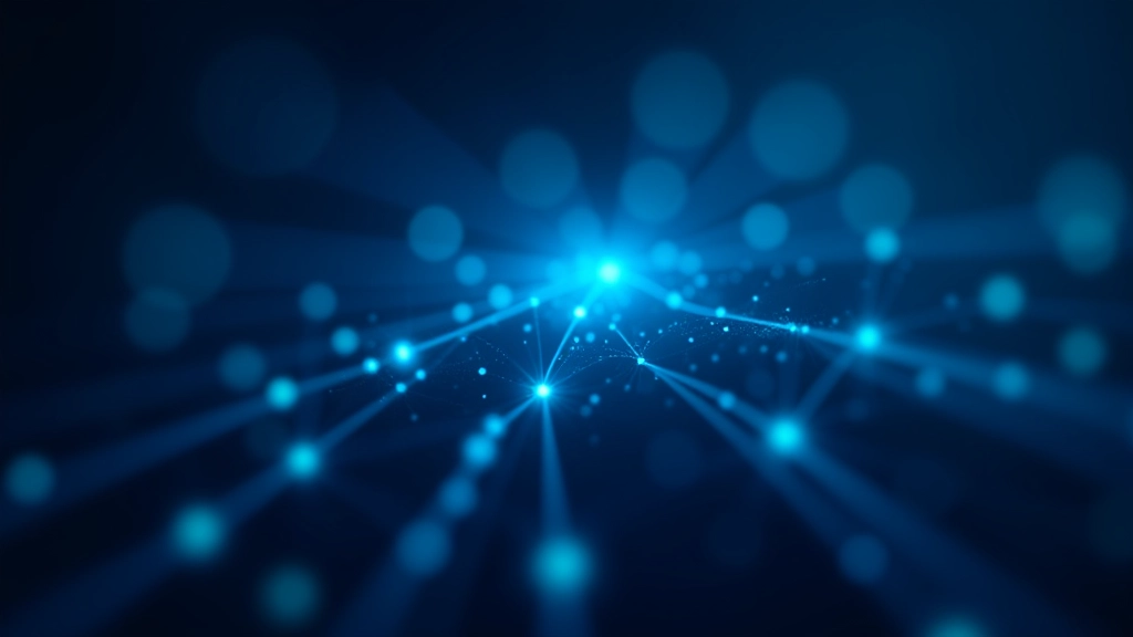 Netzwerk-Verbindungen mit Finanz-Icons und Datenfluss in blauem Hintergrund